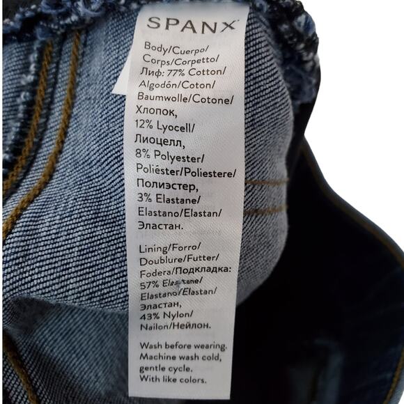Spanx SZ S Distressed Denim Pull-On Pants High Rise Distressed Leggings Jeans - Picture 5 of 5